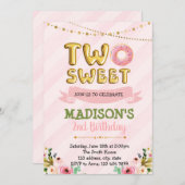 2つの甘いドーナツの誕生日の招待 招待状 (正面/裏面)