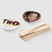 2つの甘いドーナツ茶色のチョコレート第2の誕生日 ハンドファン (組立なし)