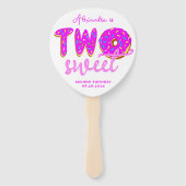 2つの甘いドーナツ2nd誕生日ピンクの女の子フォトバック ハンドファン (正面)