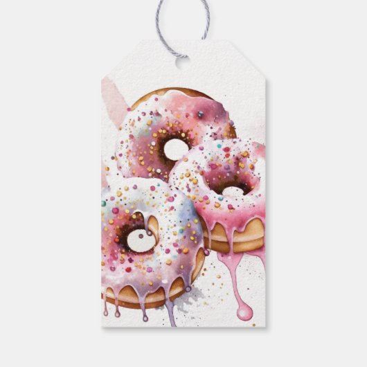 2つの甘いピンクのドーナツ女の子2nd誕生日ありがとう ギフトタグ (裏面)