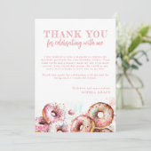 2つの甘いピンクドーナツ女の子2nd誕生日 サンキューカード (スタンド正面)