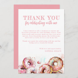 2つの甘いピンクドーナツ女の子2nd誕生日 サンキューカード