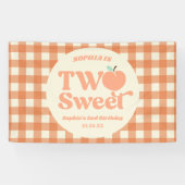 2つの甘いピーチフルーツ第2の誕生日パーティー 横断幕 (横)
