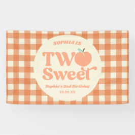 2つの甘いピーチフルーツ第2の誕生日パーティー 横断幕