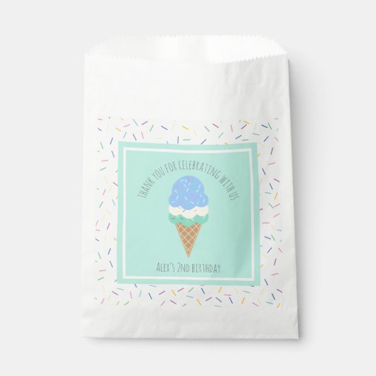 2つの甘いブルーアイスクリームコーン第2の誕生日 フェイバーバッグ (正面)