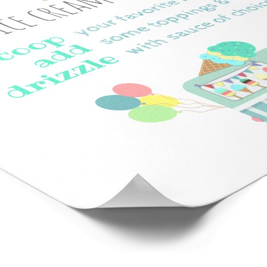 2つの甘いブルーアイスクリームパーティーデザートバーサイン ポスター (角)