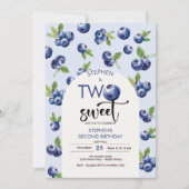 2つの甘いブルーベリー子供の誕生日 招待状 (正面)