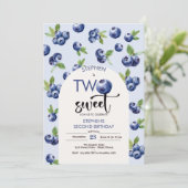 2つの甘いブルーベリー子供の誕生日 招待状 (スタンド正面)