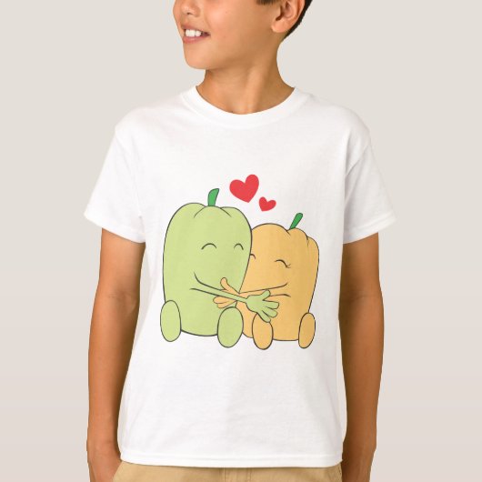 2つの甘いベルペッパー愛好家ハグ Tシャツ (正面)