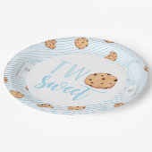 2つの甘いミルクとクッキーのブルーバースデーパーティーPap ペーパープレート (アングル)