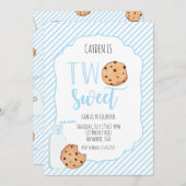 2つの甘いミルクとクッキー青い男の子2nd誕生日 招待状 (正面/裏面)