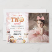 2つの甘いミルクとクッキー2nd誕生日の写真 招待状 (正面)