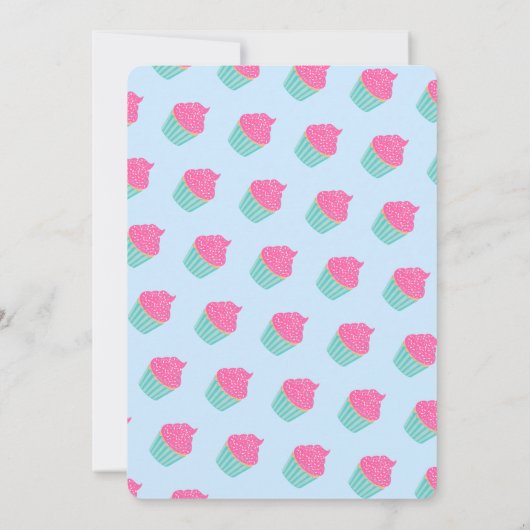 2つの甘い可愛いカップケーキキキッズ第2誕生日 招待状 (裏面)