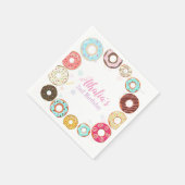 2つの甘い可愛いドーナツ2nd誕生日紙 スタンダードカクテルナプキン (角)