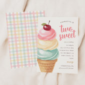 2つの甘い女の子アイスクリーム2nd誕生日 招待状