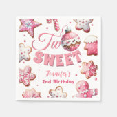 2つの甘い女の子ピンクのクッキーのクリスマス2番目の誕生日 スタンダードカクテルナプキン (正面)