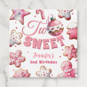 2つの甘い女の子ピンクのクッキーのクリスマス2番目の誕生日 フェイバータグ (正面)