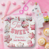 2つの甘い女の子ピンクのクッキーのクリスマス2番目の誕生日 ペーパープレート (パーティー)