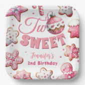 2つの甘い女の子ピンクのクッキーのクリスマス2番目の誕生日 ペーパープレート (正面)