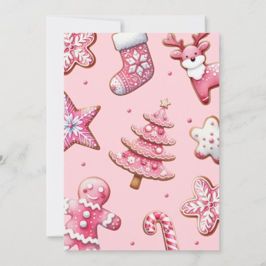 2つの甘い女の子ピンクのクッキーのクリスマス2番目の誕生日 招待状 (裏面)