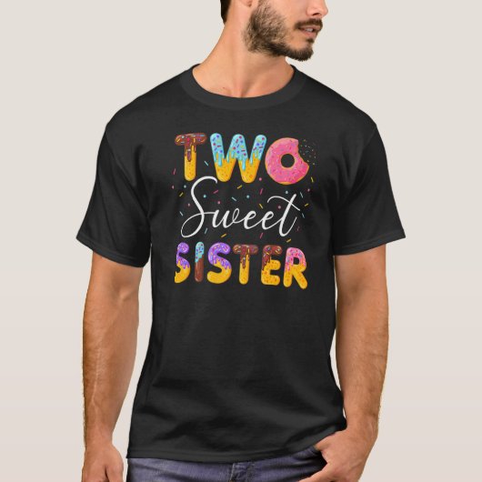 2つの甘い姉妹ガールズベビー2nd誕生日ドーナツTh Tシャツ (正面)