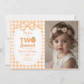 2つの甘い桃の女の子2nd誕生日の写真 招待状 (正面)