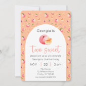 2つの甘い桃2nd誕生日の写真 招待状 (正面)