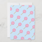 2つの甘い棒つきキャンデーかわいいキッズセカンド誕生日 招待状 (裏面)