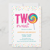 2つの甘い棒つきキャンデーキャンディ2nd誕生日 招待状 (正面)