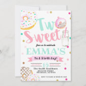 2つの甘い水の色のドーナツ2nd誕生日 招待状 (正面)