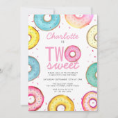 2つの甘い水の色のドーナツ2nd誕生日 招待状 (正面)