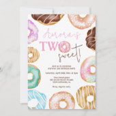 2つの甘い水色かわいいドーナツ2nd誕生日 招待状 (正面)
