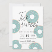 2つの甘い緑のドーナツ男の子2nd誕生日 招待状 (正面)