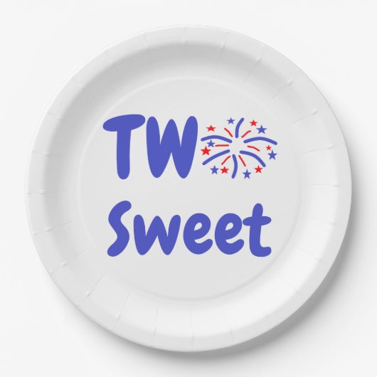 2つの甘い花火2番目の誕生日 ペーパープレート (正面)