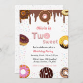 2つの甘い誕生日パーティー招待状、ドーナツのテーマパーティー 招待状 (正面/裏面)