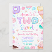 2つの甘い誕生日招待状、2ndバースデーガール2 招待状 (正面)
