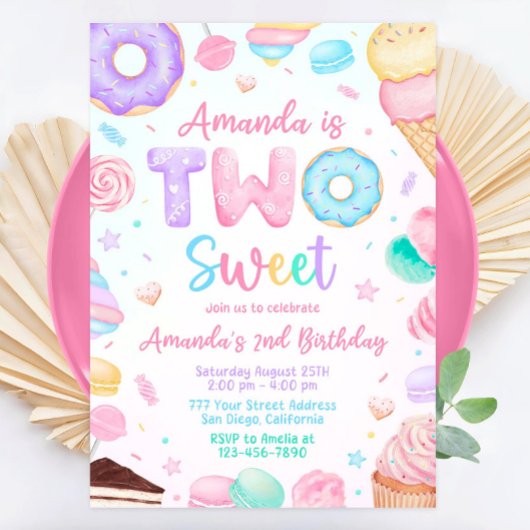 2つの甘い誕生日招待状、2ndバースデーガール2 招待状