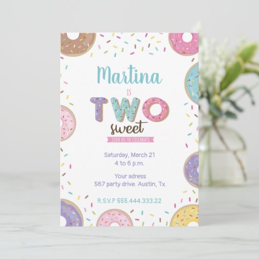 2つの甘い誕生日、ドーナツの招待 招待状 (スタンド正面)