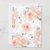 2つの甘い赤面ピンクフローラ金ゴールド第2誕生日 招待状 (裏面)