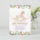 2つの甘い魔法のユニコーン赤ちゃん女の子2nd誕生日 招待状 (スタンド正面)