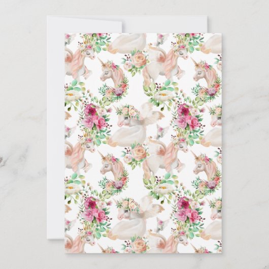 2つの甘い魔法のユニコーン赤ちゃん女の子2nd誕生日 招待状 (裏面)