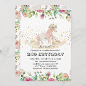 2つの甘い魔法の生き物ベビーガール2nd誕生日 招待状 (正面/裏面)