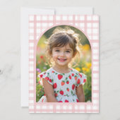 2つの甘い2番目の弓ストロベリーフォト誕生日 招待状 (裏面)