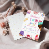 2つの甘い2番目の誕生日アイスクリーム、ドーナツパーティー 招待状