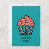 2つの甘い2番目の誕生日テーマピンクかわいいカップケーキ 招待状 (裏面)