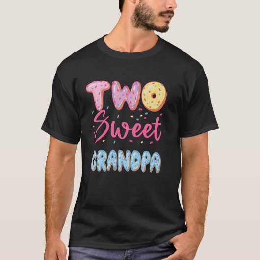 2つの甘い2番目の誕生日ドーナツの女の子Pのおじいちゃん Tシャツ (正面)