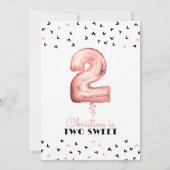 2つの甘い2番目の誕生日パーティーかわいいバルーン写真 招待状 (裏面)