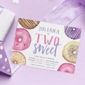 2つの甘い |かわいいドーナツ誕生日パーティー 招待状