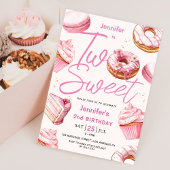 2つの甘い！ピンクドーナツガールズセカンドバースデーパーティー 招待状
