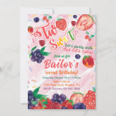 2つの甘い |フルーツパーティー誕生日 招待状 (正面)